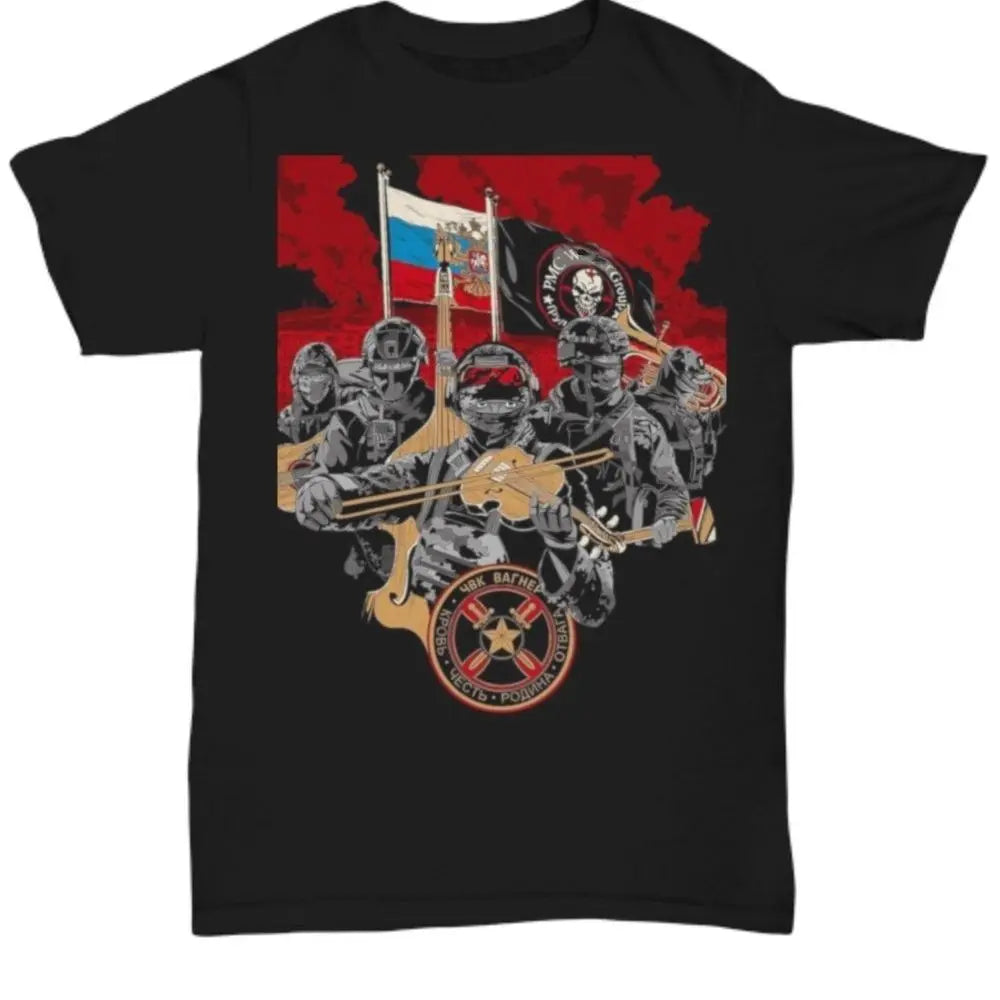 2026 New Wagner Commando Battle of Bachmut Commemorative Print High Quality Men's Short Sleeve Crew Neck Comfortable Loose Tee