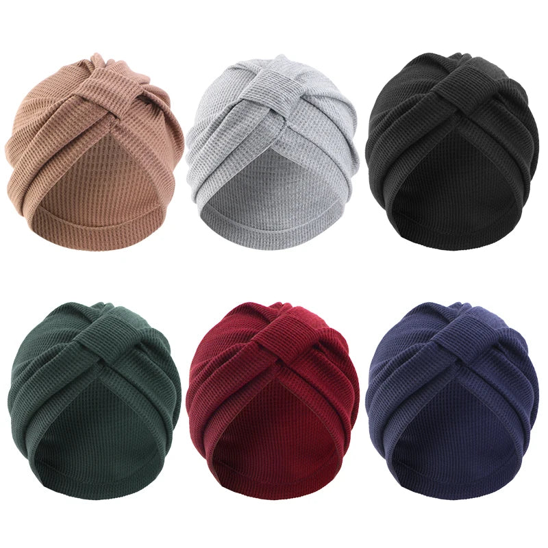 Women's Waffle Cotton Head Scarf Hat