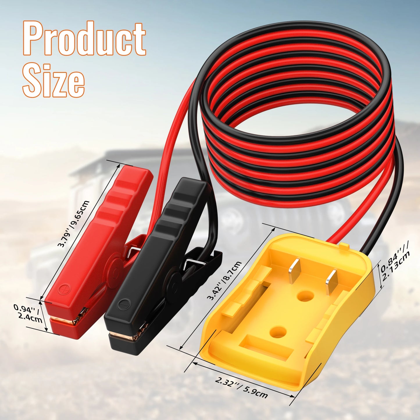 Jumper Cable Clamps with Power Wheel Battery Adapter For DE.WALT 20V Batteries Jumper Starter for Car Jump Starting Using Tool