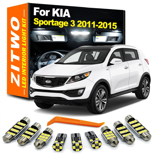 ZITWO 11Pcs LED Interior Light License Plate Lamp Kit For Kia Sportage 3 MK3 2026 2026 2026 2026 2026 Luggage Vanity Mirror Bulb
