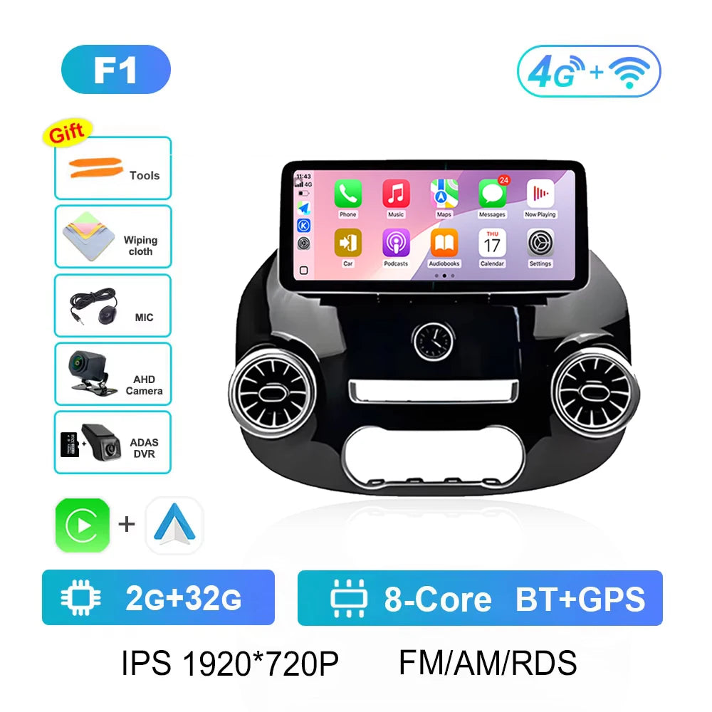 Smart System Android 14 for Mercedes Benz Vito W447 2014 - 2022 Car Video Radio Multimedia Player Cooling fan Bluetooth