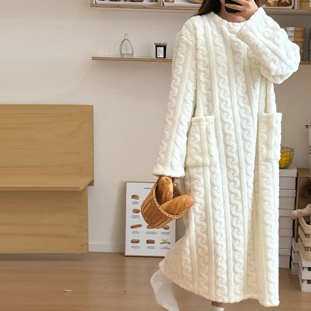 Women's Coral Velvet Long Nightgown - Warm Winter Robe Sleepwear - photo 2
