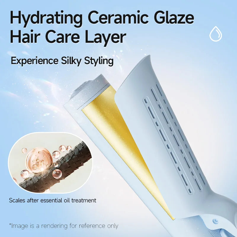 3-in-1 Multi-Function Hair Straightener - One Push Easy Head Change, Versatile Styling for Straight, Curly & Wavy Hair