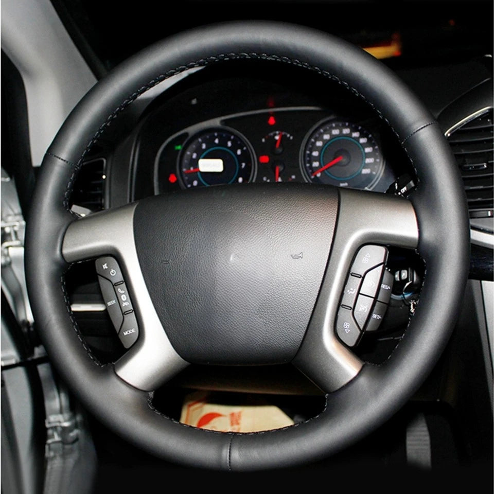 Hand-Sewn Leather Steering Wheel Cover — Chevrolet Captiva, Silverado & GMC Sierra (2007–2014)