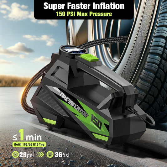 CARSUN Portable Wired Car Tire Air Pump – Mini Compressor with Extended Power Cord, for Cars, Motorcycles & Bicycles ,tool