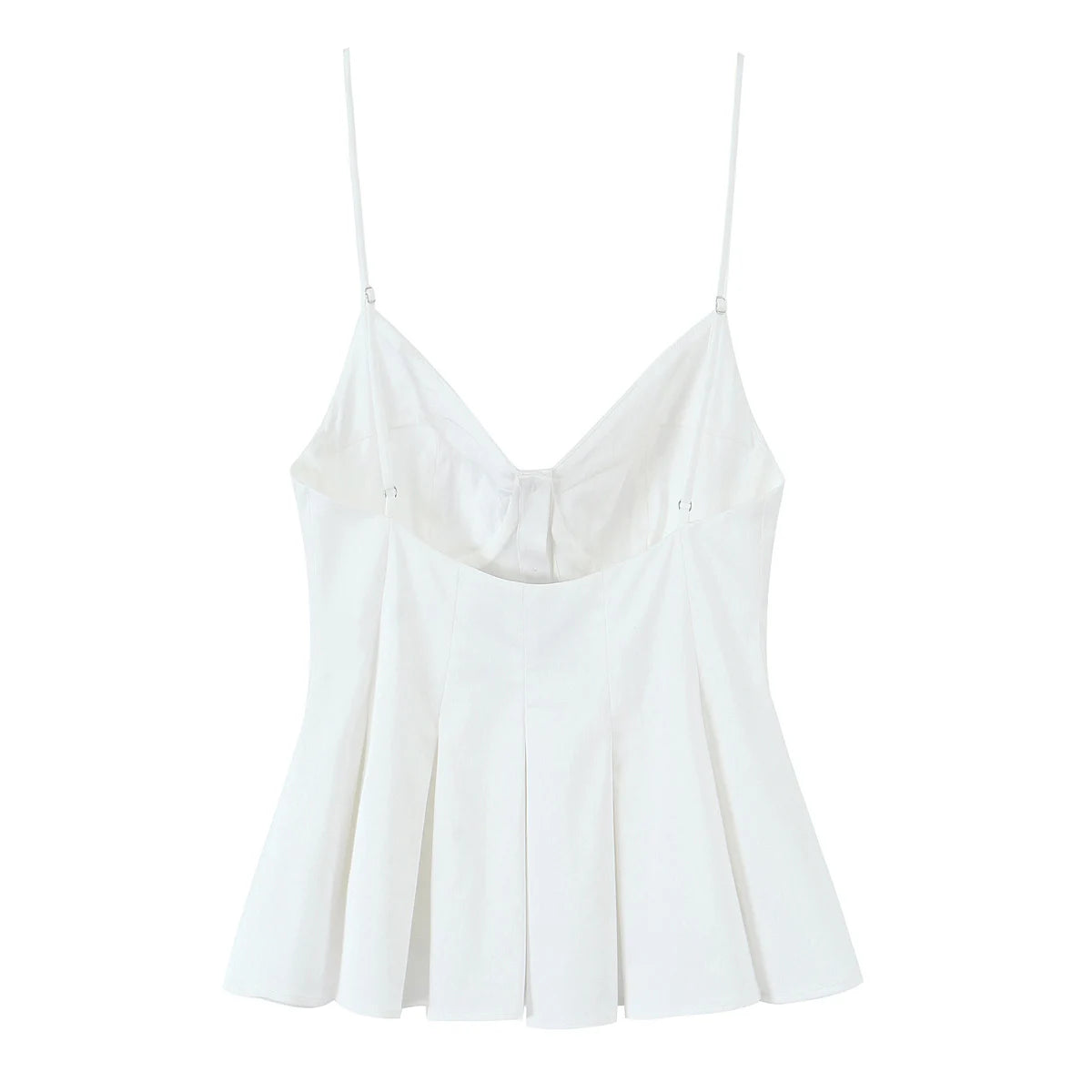 DUOPERI Women 2026 New Fashion Poplin Striped Backless Camisole Thin Straps V-Neck Female Chic Lady Casual Mujer Tops