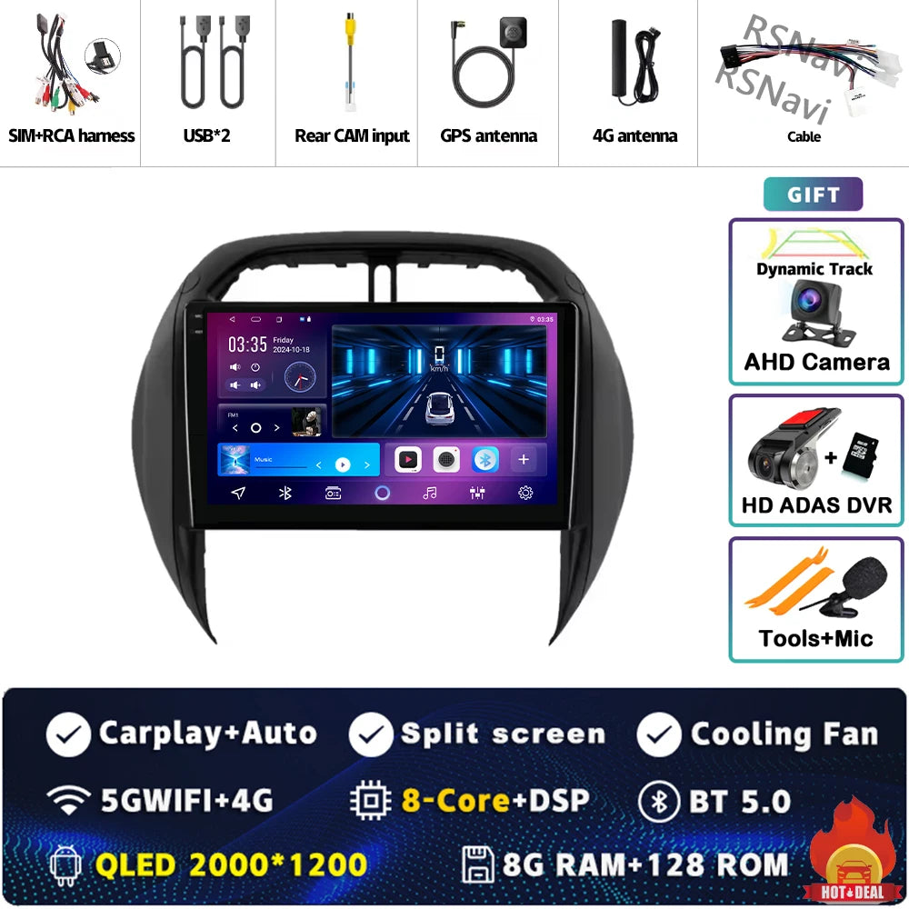 Android 16 For Toyota RAV4 2 CA20 CA20W XA20 2003 - 2005 2K QLED Stereo Car Radio Multimedia Video Player GPS 4G CarPlay