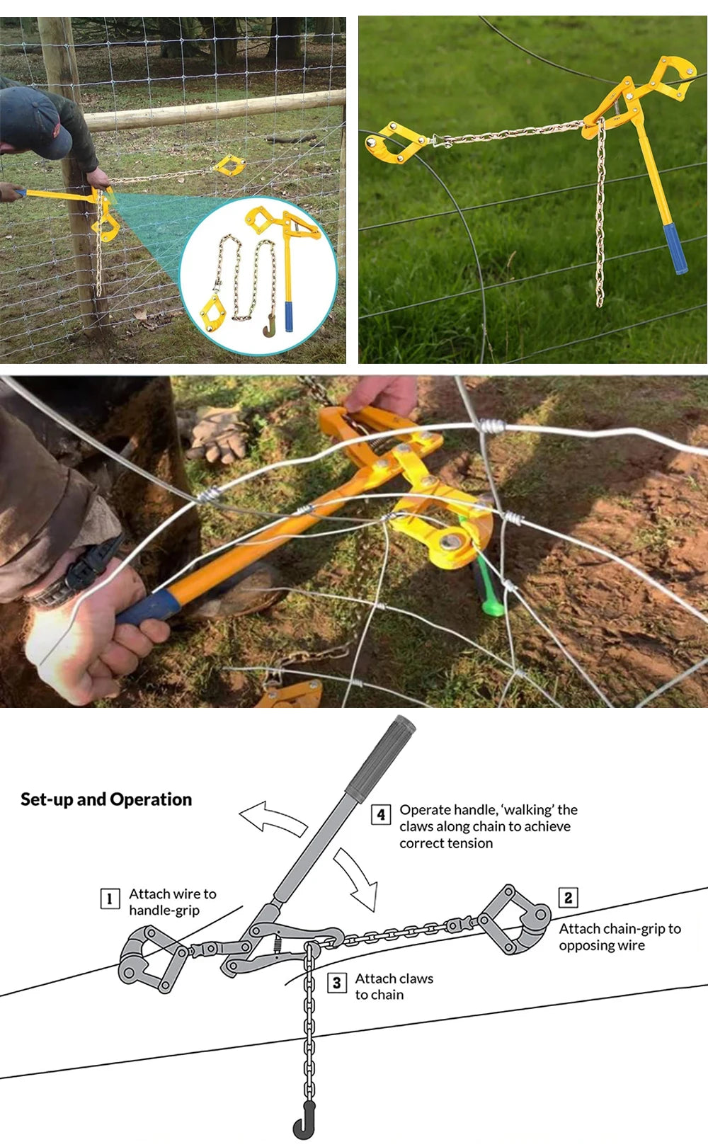 MMAlto Heavy Duty Chain Strainer – Fence Wire Tightener & Stretcher Tool | Compact Design | For Farm Fence, Cattle & Agricultural Wire