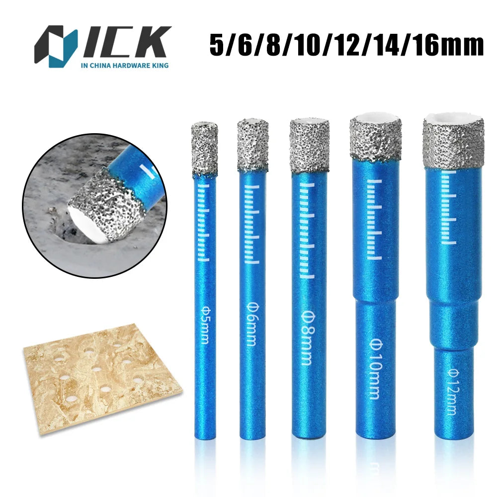 Diamond Brazed Dry Drilling Bit Porcelain Cup Saw Ceramic Marble Granite Tile Hole Opener Hole Saw Cutter 1Pc 5-16mm Round Shank