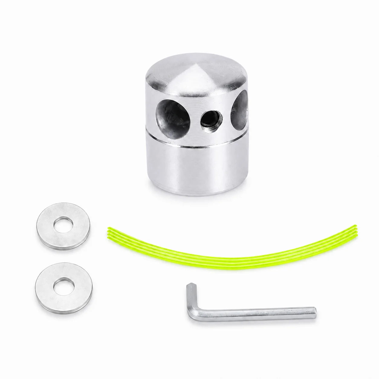 1Pc Aluminum Alloy Trimmer Head, Cylindrical Grass Cutter Head, 1in Hole, Steel Wire Ropes, Lawn Mower Garden Tool
