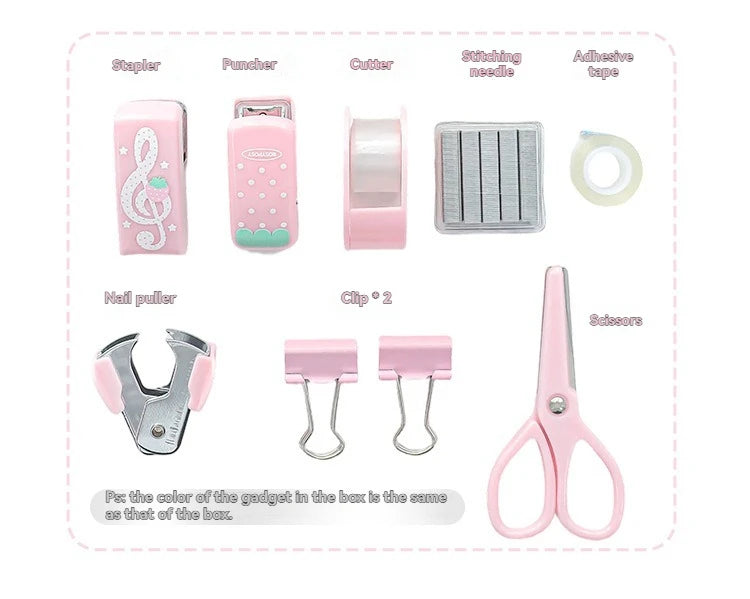 1PC Tool Set High Beauty Strawberry Efficiency Set Stapler Storage Stationery Student Specific Tool Set