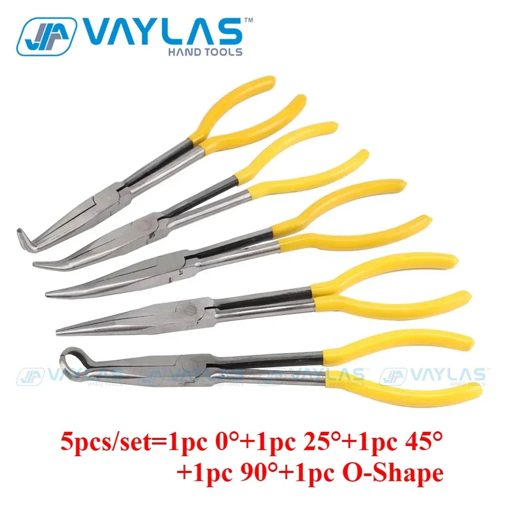 11 Inch Straight Tip 25 45 90 Degree Bent O Shape  Multi-functional Needle Nose Plier Mechanics Hand Tools