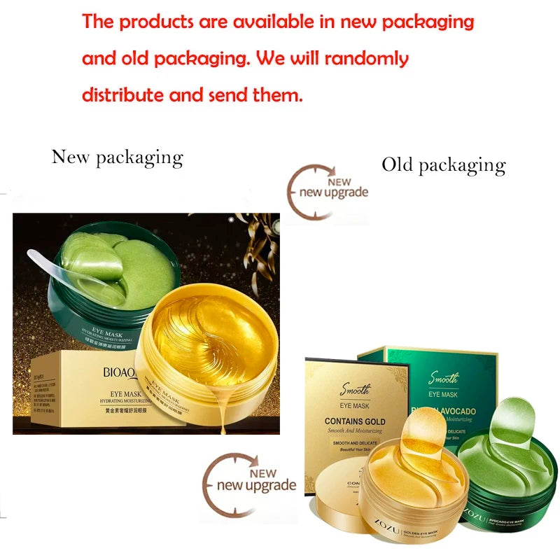 60PCS/120 PCS Eye Mask Avocado Gold Moisturize Firming Improve Eye Bags Eye Patches Anti Wrinkle Eye Patches for Dark Circles