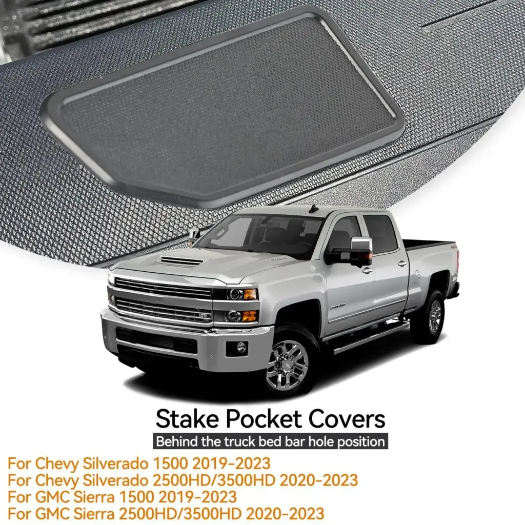 1 Pair Car Pocket Covers Truck Bed Rail Stake Holes Caps For Chevy Silverado GMC Sierra 1500 2500HD 3500HD 2019-2023 Accessories