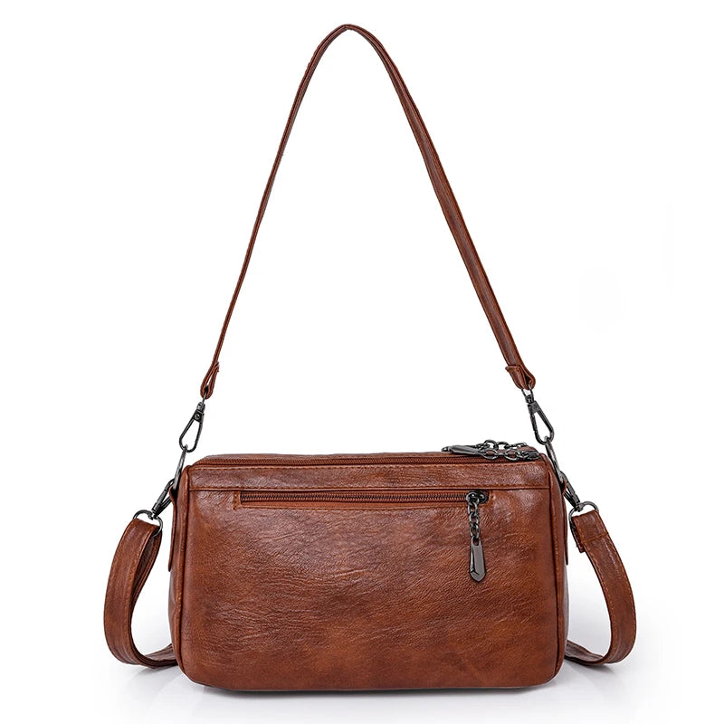 Women's Vintage Faux Leather Crossbody Bag - Zip Shoulder Purse - photo 3