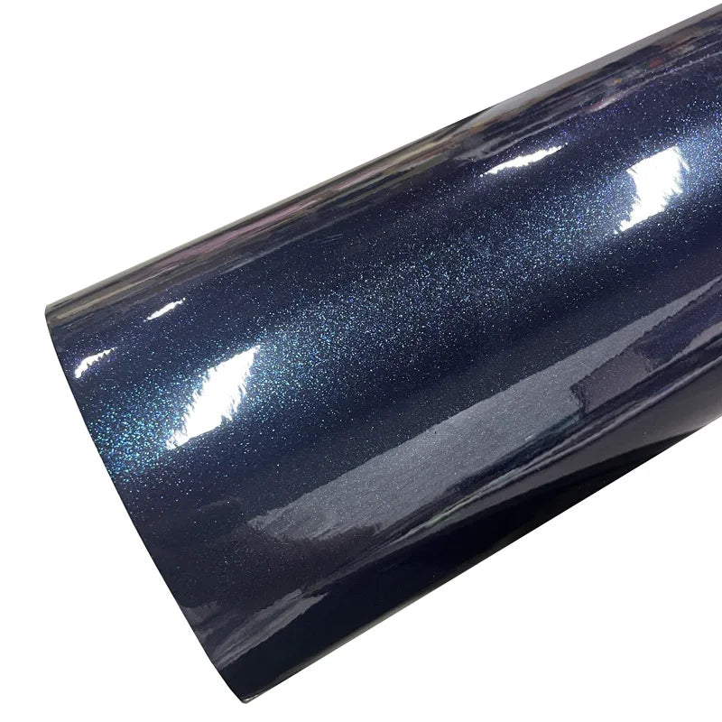 Premium Sparkle Gloss Metallic Ghost Midnight Blue Vinyl Wrap Roll DIY Self Adhesive Decal Film Automotive Car Wrapping Foil
