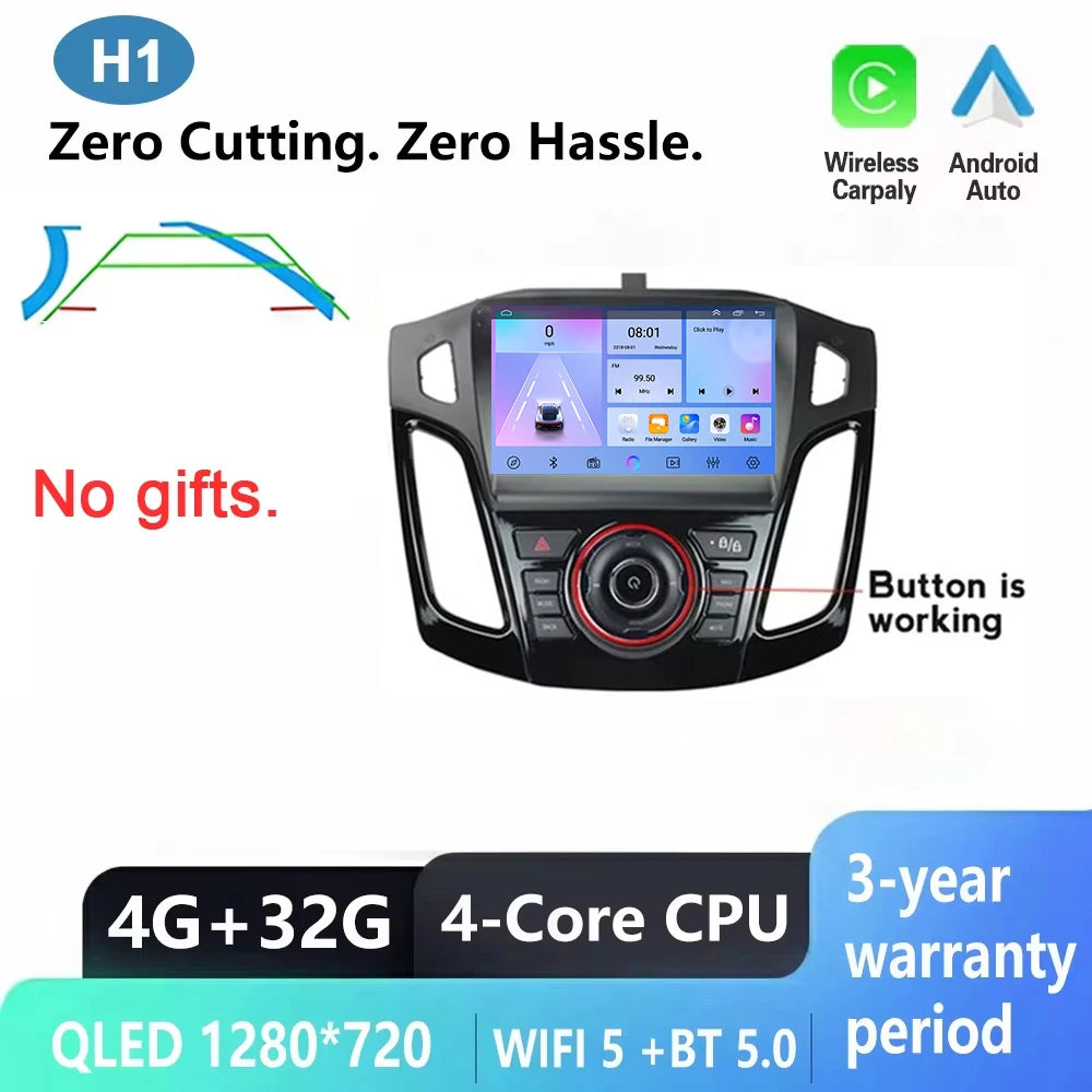 Android Multimedia Head Unit for Ford Focus 3 MK3 (2011–2019) — CarPlay, Android Auto, GPS, WiFi