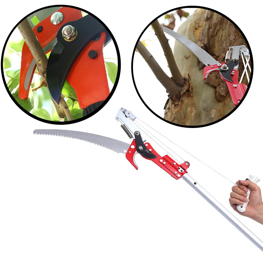 MMAlto High Altitude Bypass Pruning Shear – Telescopic Pole Pruner with Saw & Hedge Clipper | 65Mn Steel | Anti-Slip Ergonomic Handle