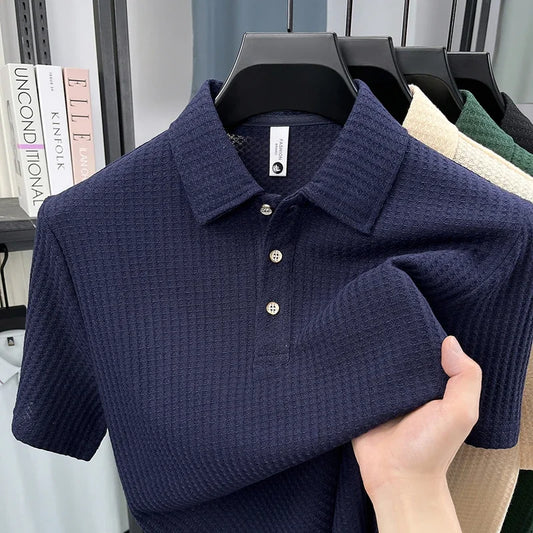 Men's Honeycomb Waffle Polo - Cool-Touch, Three-Button Placket