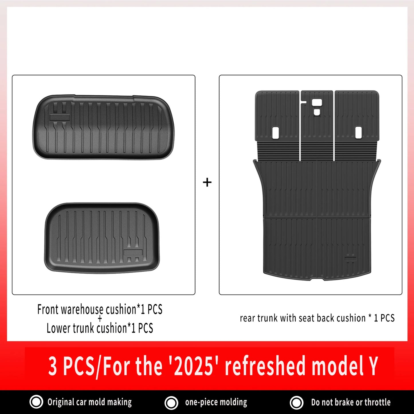 For New Tesla Model Y Launch 2026+ Juniper 2026+ TPE Floor Mats & Cargo Liner, All Weather Trunk Mats Floor Liner Backrest Mats