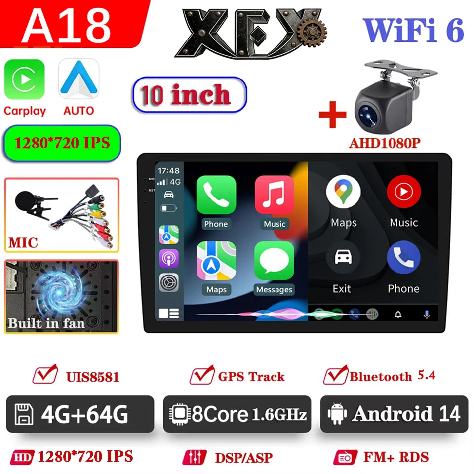 XFY 2 Din 9 10" Universa Car Radio Android Auto Carplay Car Stereo Multimedia Playerl GPS Autoradio Car Intelligent Systems NEW