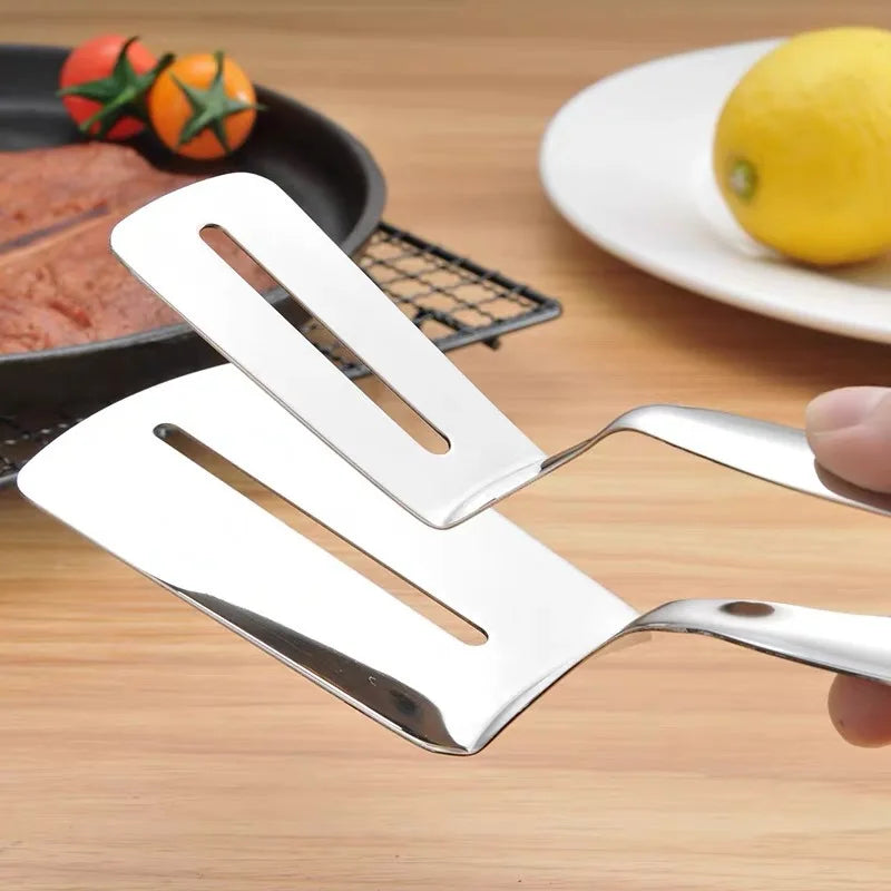 Professional Stainless Steel Food Turner&Tongs,Non-Slip Heat Resistant for Grilling Steak Fish,Multi-PurposeKitchen Flipper Tool