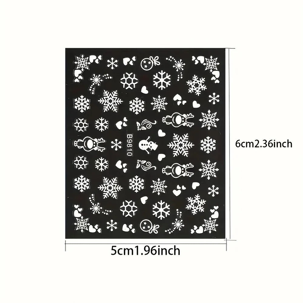 30pcs Sheets Winter 3D Nail Art Stickers Decals Nail Art Supplies for Women And s - Self-Adhesive Cartoon Snowflake Snowman
