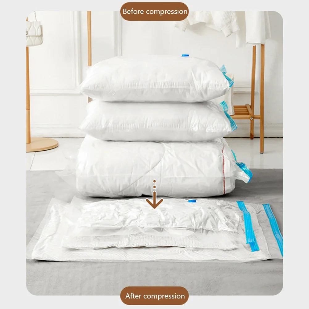 Vacuum Bag With Valve & Pump for Clothes Storing Large Plastic Compression Empty Bag Travel Accessories Storage Contain