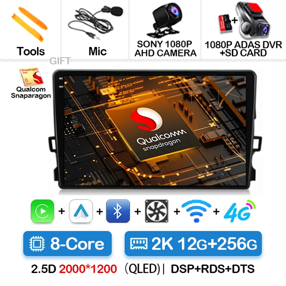 Android Car Stereo for Toyota Auris E150 (2006–2012) — Wireless CarPlay, Android Auto, GPS, WiFi