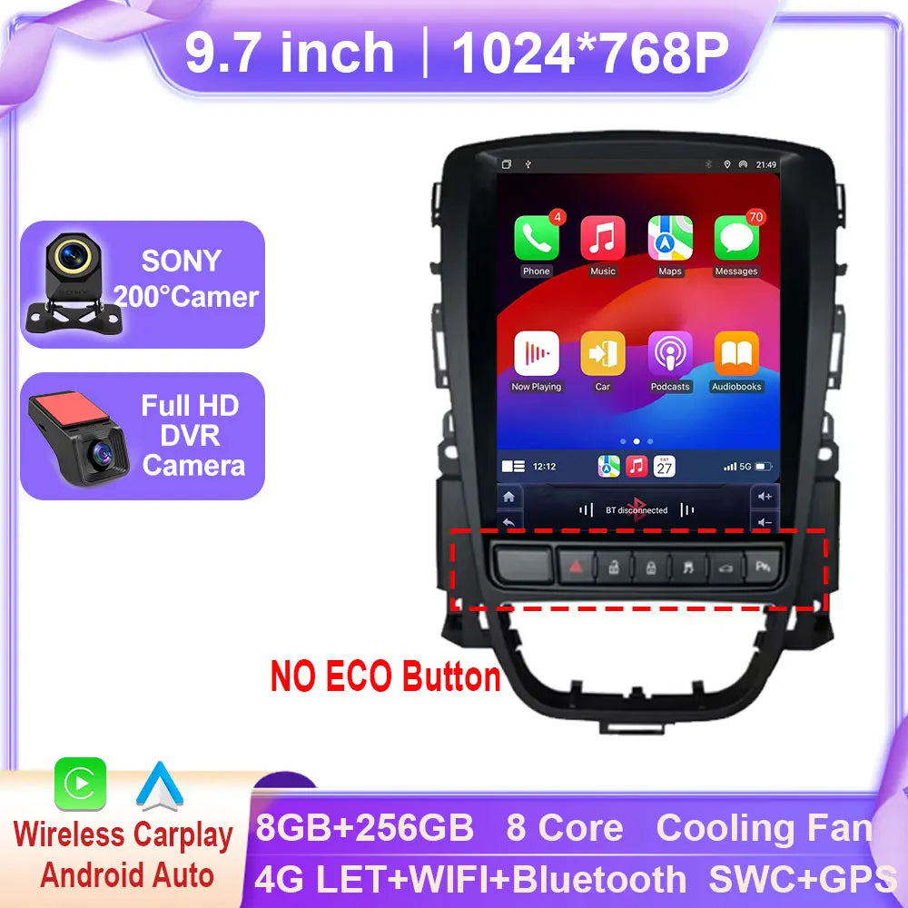 Android Car Stereo for Opel Astra J, Vauxhall, Holden, Cascada (2009–2015) — CarPlay, Android Auto, GPS, WiFi