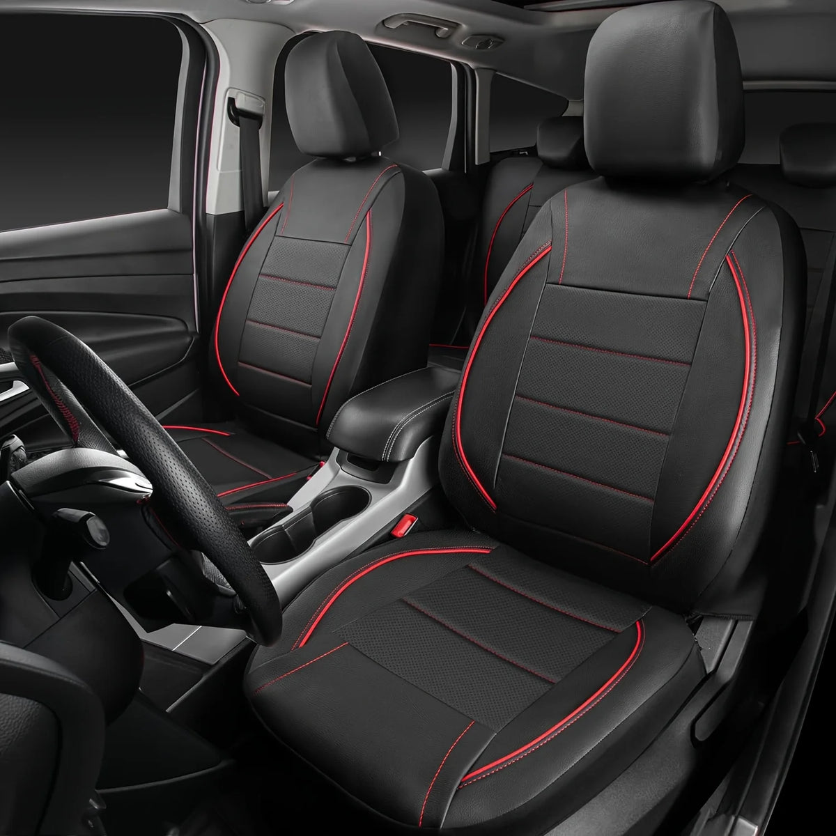 Universal Leather Car Seat Covers Simple Style Breathable Full Set or Front Pair