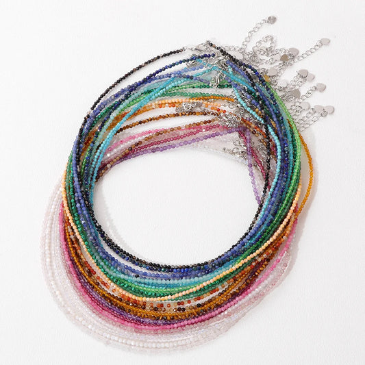 Mini Faceted Bead Choker Necklace 2mm for Women & Girls