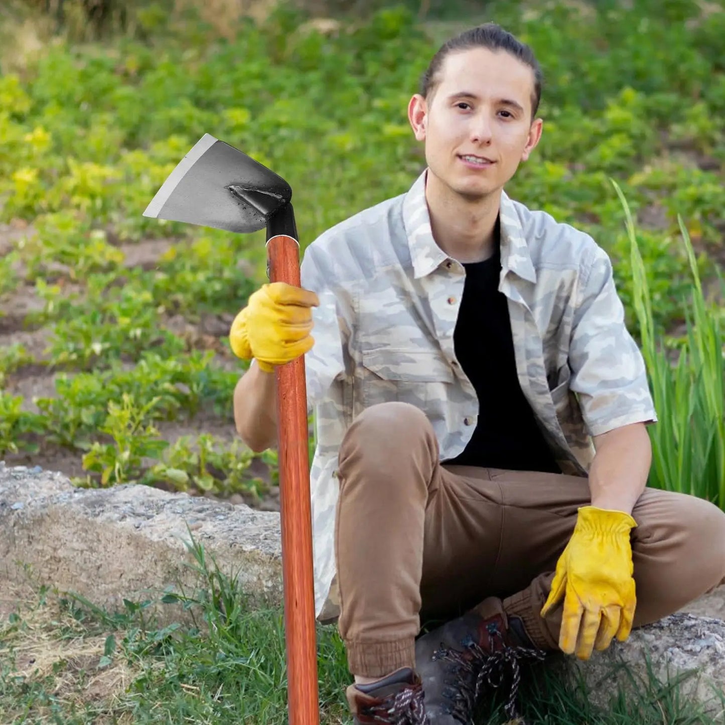 Heavy-Duty Manganese Steel Garden Hoe — Weeding & Cultivator Tool