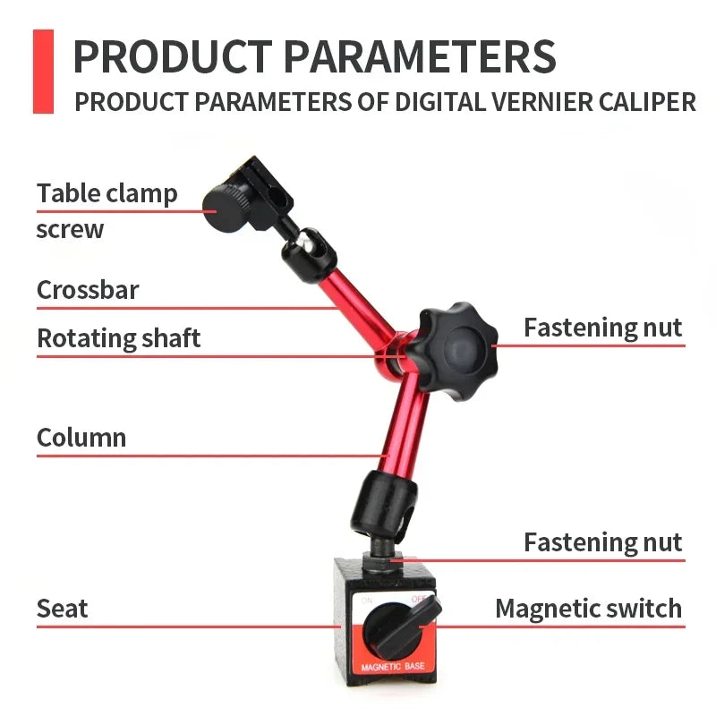 Lever Dial Indicator Magnetic Holder Measuring Probes Indicator Stand Magnetic Base Comparator Watch Tools Micrometer Dial Gauge