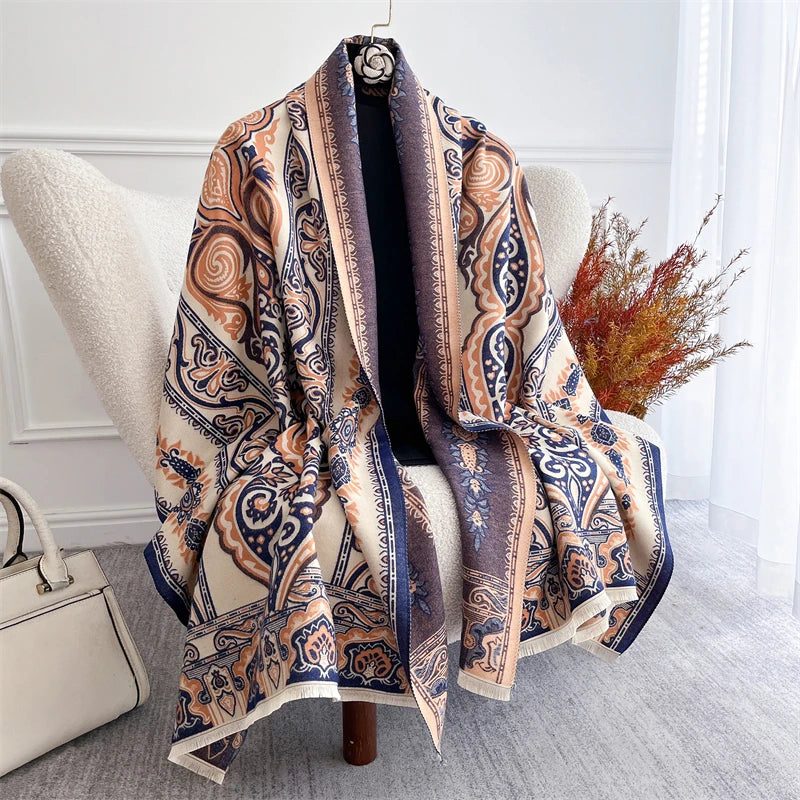 Women's Chunky Pashmina-Style Shawl - Thick Winter Poncho Wrap - photo 6