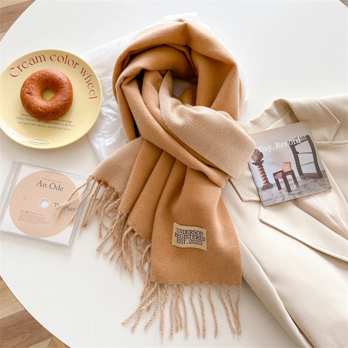 Women's Solid Tassel Scarf - Long Cashmere-Feel Blanket Wrap - photo 5