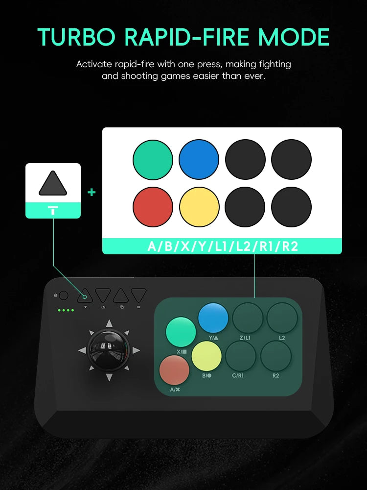 Data Frog Y3A Max Wireless Arcade Stick – 27 Emulators, Turbo Mode | PC, Android & TV Box Fighting Game Joystick