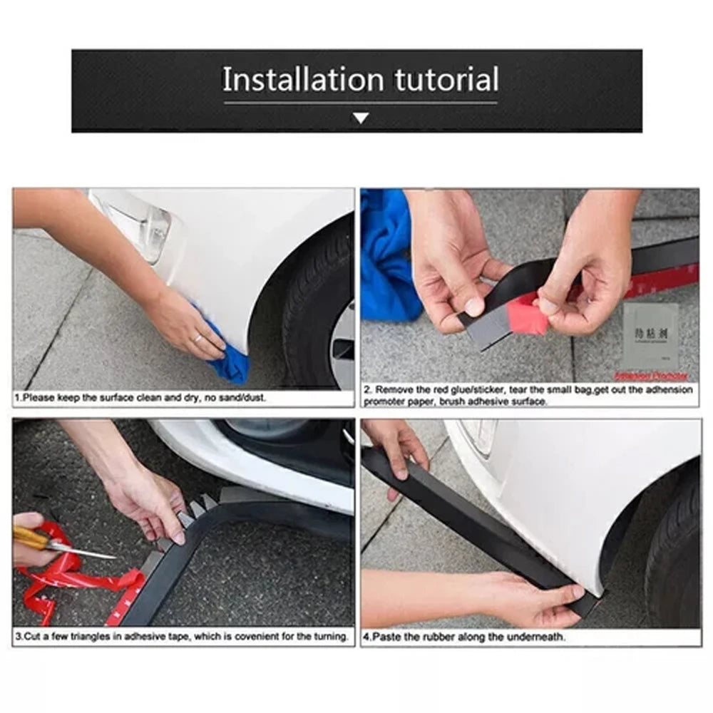 Universal Car Bumper Lip Splitter Spoiler Rubber Skirt BodyTrim Bumper Scratch-Resistant Anti-Collision Soft Rubber Strip