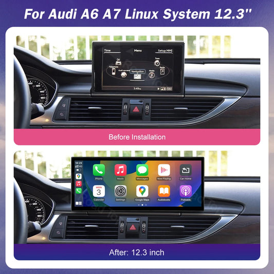Road Top 12.3" Multimedia Screen for Audi A6 C6/C7 & A7 (2011–2018) — Wireless CarPlay, GPS, Bluetooth