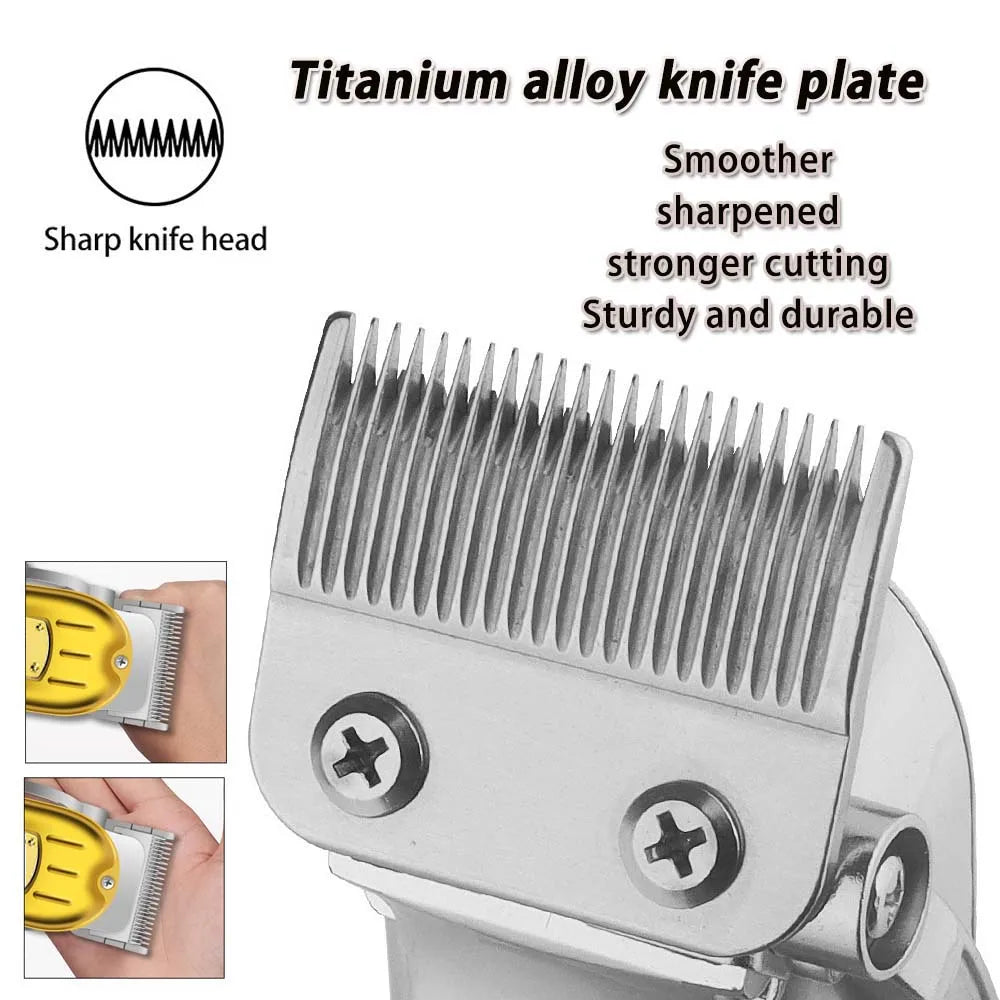 Professional Men's Cordless Electric Clipper, T-Blade Beard Trimming Kit, Haircutting Set with LED Display, Gift for men