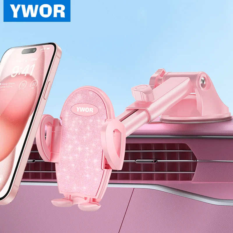 360 Degree Rotation Car Phone Holder - Quick-Release Adjustable Dashboard Mount Compatible with iPhone 17