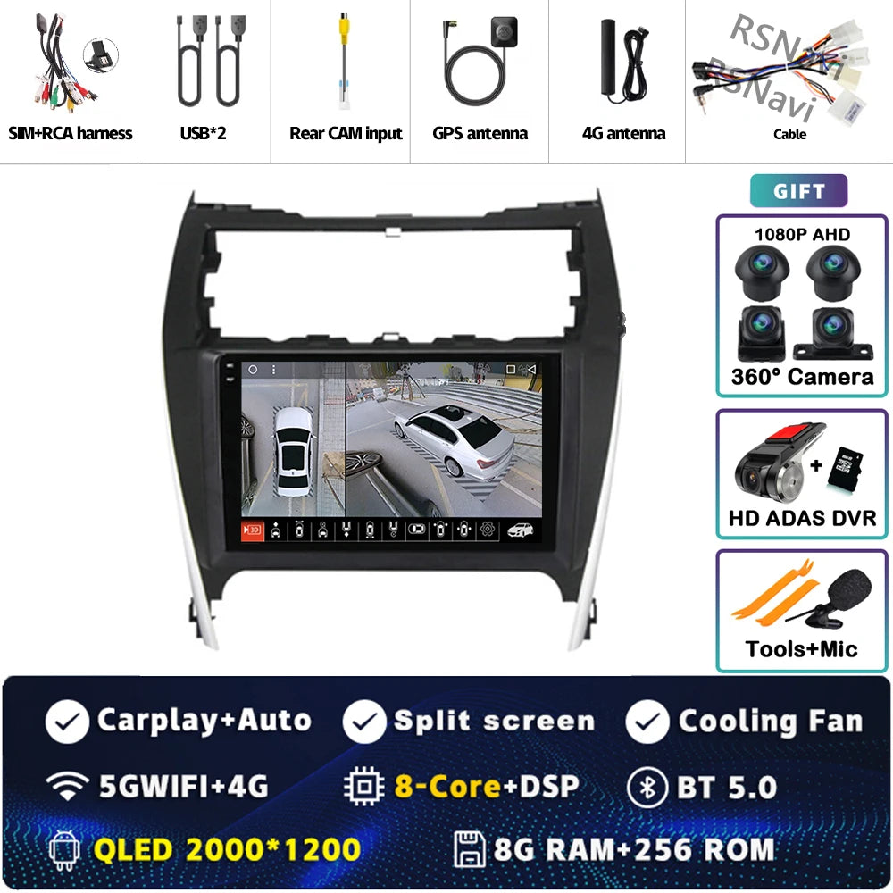 Android 16 For Toyota Camry US 2012 - 2014 2K QLED Android Car Radio Multimedia Video Player GPS Stereo CarPlay 4G Head Unit