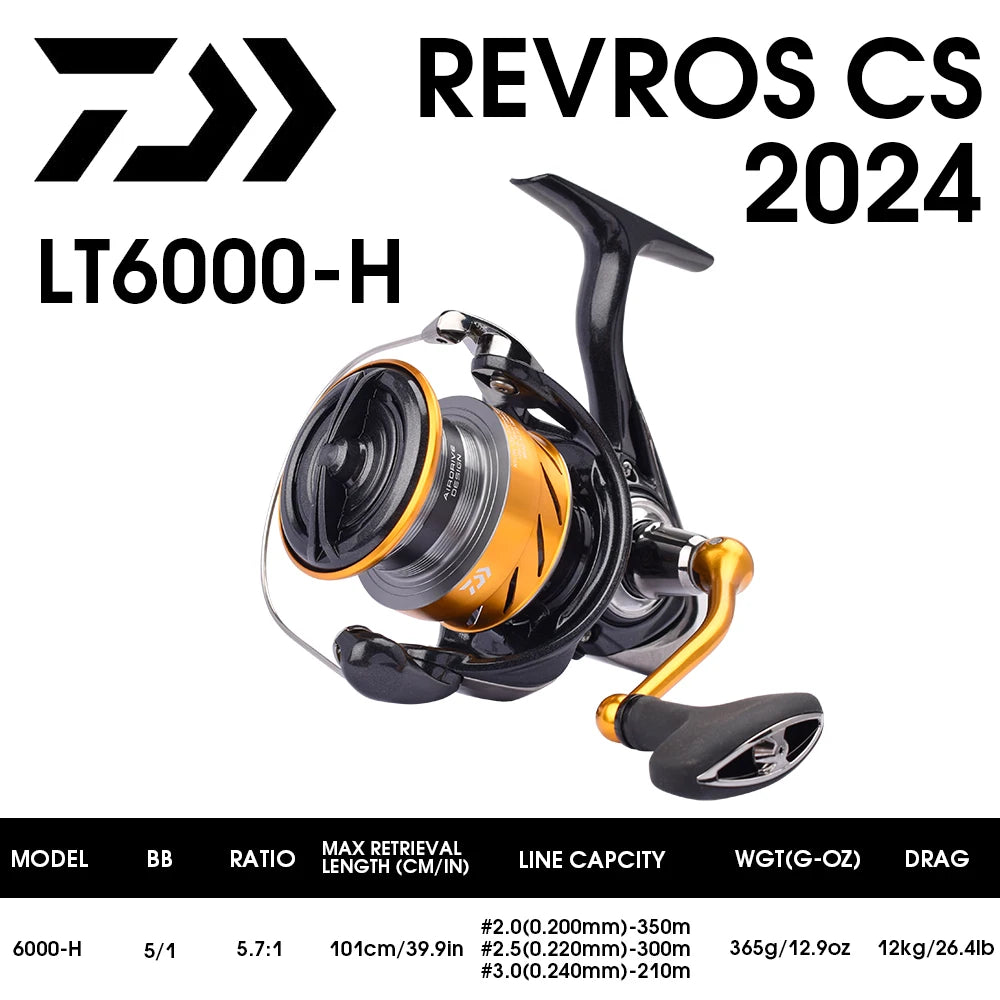 2024 DAIWA Fishing Spinning Reel REVROS CS LT 1000-6000 Fishing Reels 5KG/10KG/12KG Power 5.3:1/6.2:1 Seawater Spinning Reels