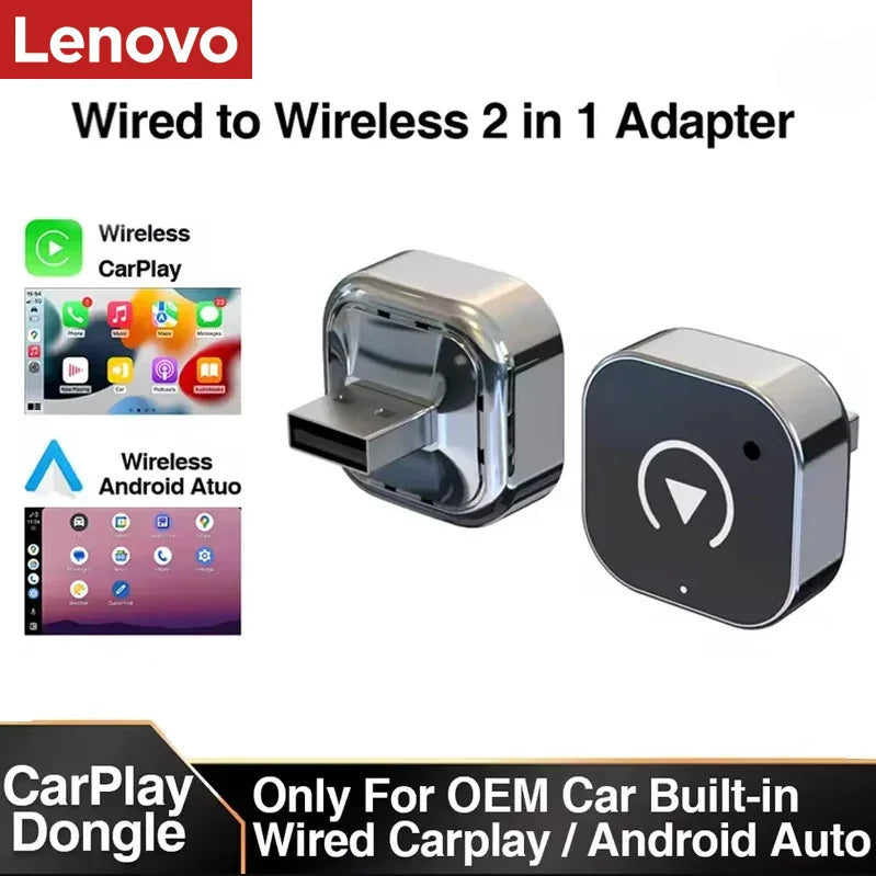 Wireless CarPlay & Android Auto USB Dongle — Mini Plug-and-Play Adapter for Wired-CarPlay Cars