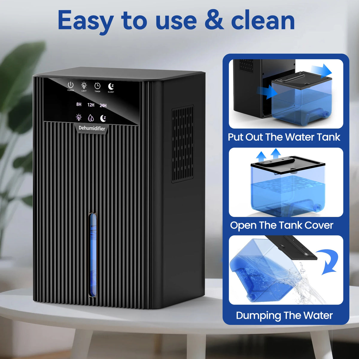 Portable Mini Dehumidifier 2.2L Water Tank for Living Room Bedroom Indoor Home Use - Efficient Air Moisture Absorber