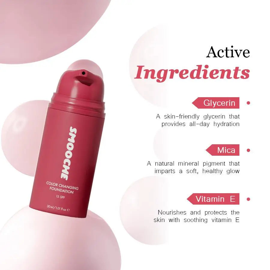 Smooche Color Changing Foundation Self-Adjusting Shade High Covers Imperfections Long-Lasting Makeup Retention Korean Cosmetics