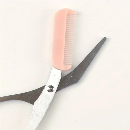 Pink Eyebrow Trimming Scissors with Built-In Comb - Precise Grooming Tool - photo 4
