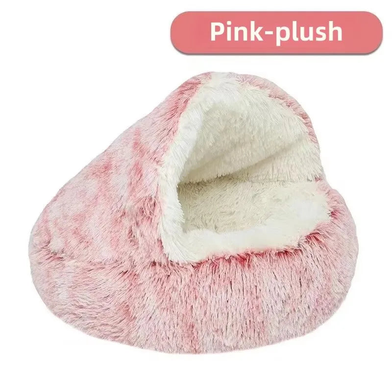 Semi-Enclosed Plush Cat Nest 50cm - Fleece-Lined Winter Pet Bed - photo 9