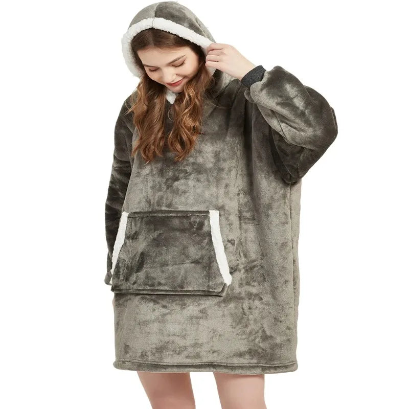 Oversized Wearable Blanket Hoodie - Fleece Pullover TV Blanket for Adults - photo 3