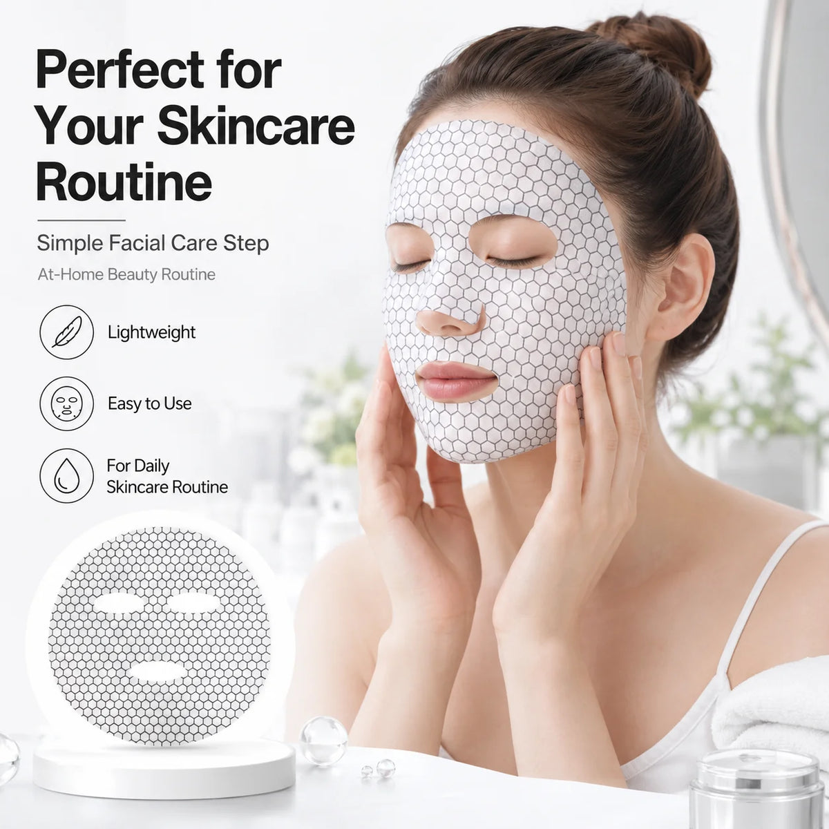 5 PCS Graphene Pattern Facial Mask Sheets, Hexagon Face Mask Sheets, Pre-Cut Lightweight Sheets for Daily Skincare